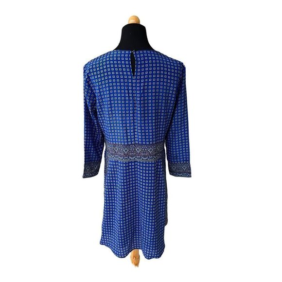 Madewell Silk Ascot Grid Keyhole Shift Flare Silk Dress Size Small - Picture 6 of 8